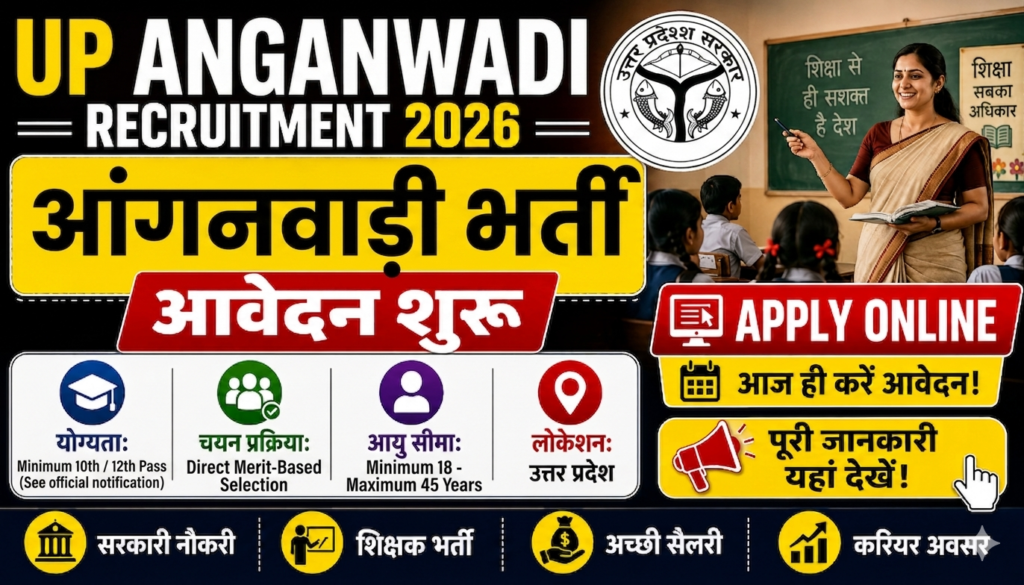 UP Anganwadi Bharti 2026: यूपी आंगनवाड़ी भर्ती आवेदन शुरू, जानें योग्यता, आयु सीमा और पूरी जानकारी